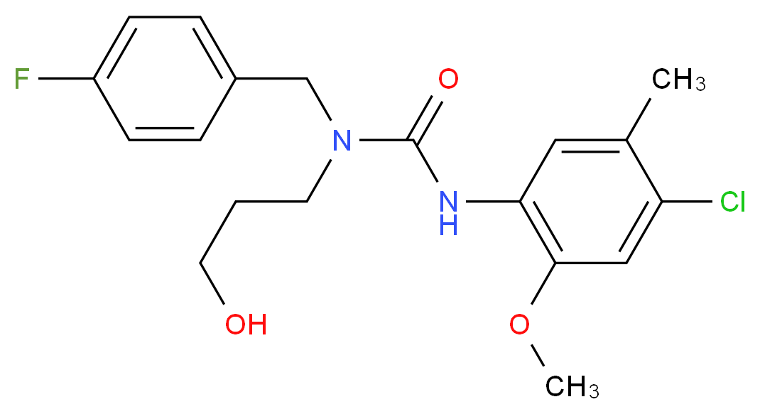 N'-(4-chloro-2-methoxy-5-methylphenyl)-N-(4-fluorobenzyl)-N-(3-hydroxypropyl)urea_Molecular_structure_CAS_)