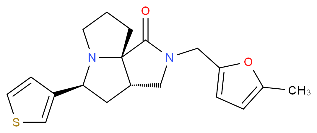 (3aS*,5S*,9aS*)-2-[(5-methyl-2-furyl)methyl]-5-(3-thienyl)hexahydro-7H-pyrrolo[3,4-g]pyrrolizin-1(2H)-one_Molecular_structure_CAS_)