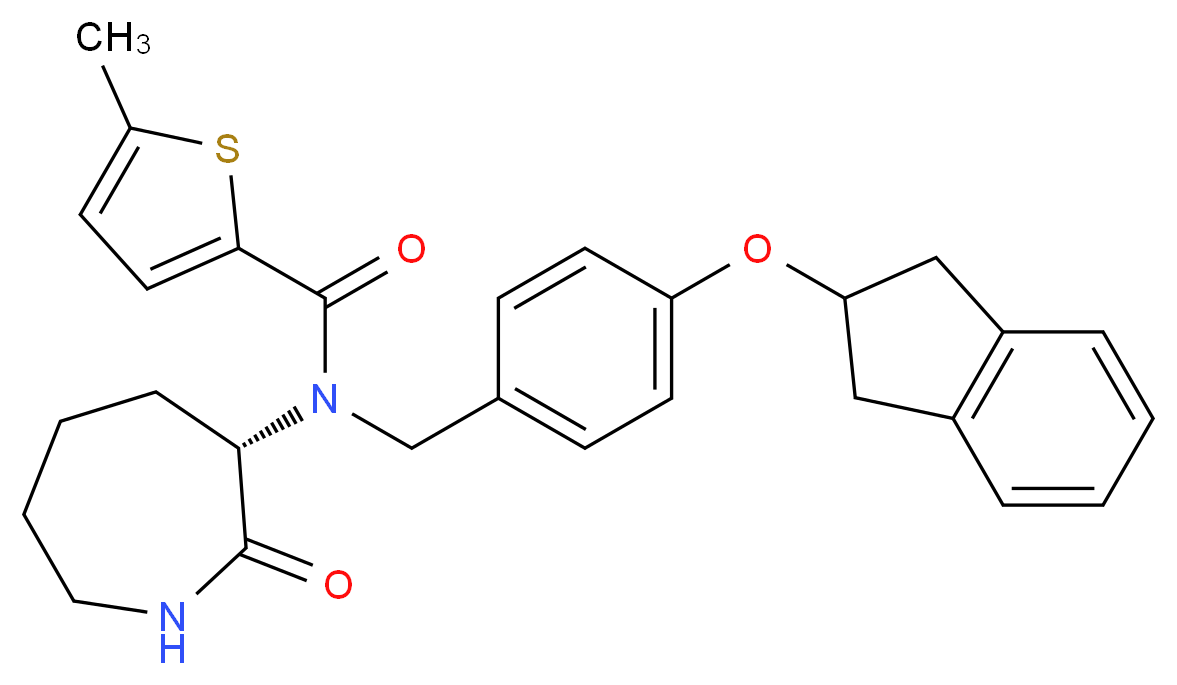 N-[4-(2,3-dihydro-1H-inden-2-yloxy)benzyl]-5-methyl-N-[(3S)-2-oxo-3-azepanyl]-2-thiophenecarboxamide_Molecular_structure_CAS_)