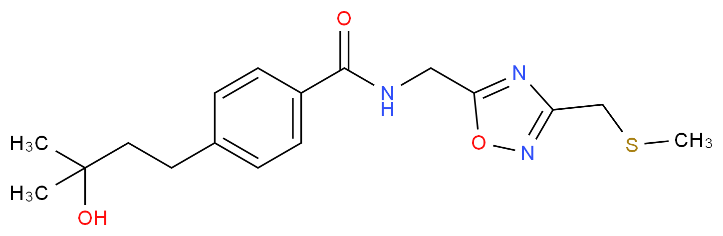 4-(3-hydroxy-3-methylbutyl)-N-({3-[(methylthio)methyl]-1,2,4-oxadiazol-5-yl}methyl)benzamide_Molecular_structure_CAS_)
