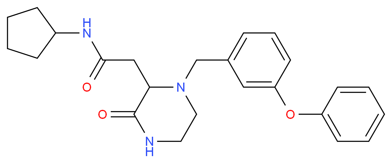 N-cyclopentyl-2-[3-oxo-1-(3-phenoxybenzyl)-2-piperazinyl]acetamide_Molecular_structure_CAS_)
