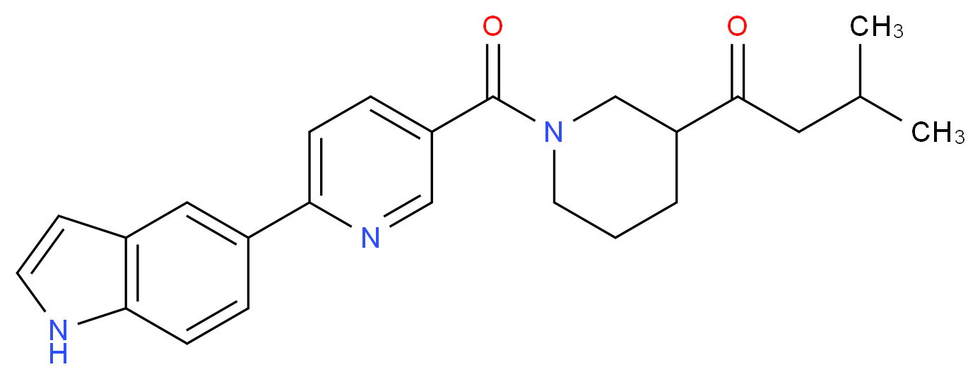 1-(1-{[6-(1H-indol-5-yl)pyridin-3-yl]carbonyl}piperidin-3-yl)-3-methylbutan-1-one_Molecular_structure_CAS_)