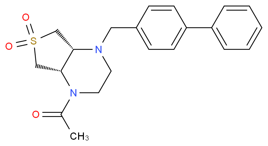 (4aR*,7aS*)-1-acetyl-4-(4-biphenylylmethyl)octahydrothieno[3,4-b]pyrazine 6,6-dioxide_Molecular_structure_CAS_)