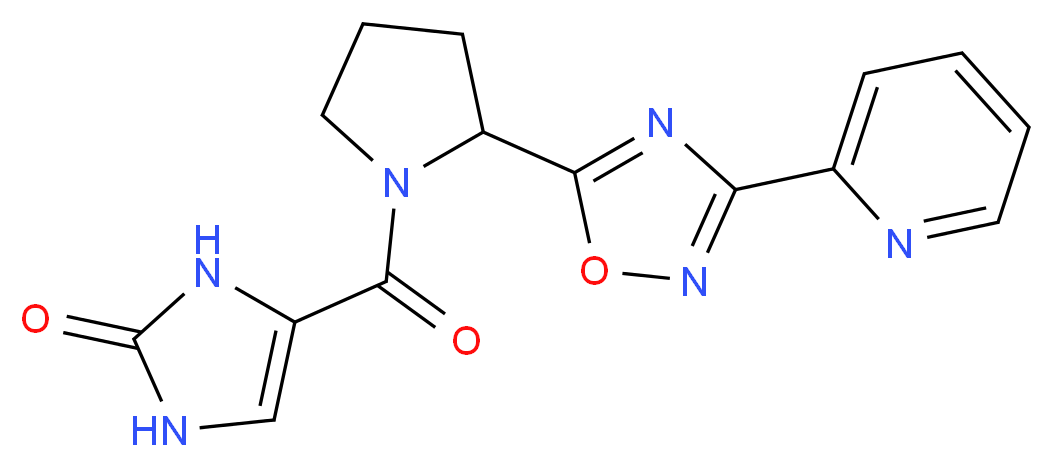 4-({2-[3-(2-pyridinyl)-1,2,4-oxadiazol-5-yl]-1-pyrrolidinyl}carbonyl)-1,3-dihydro-2H-imidazol-2-one_Molecular_structure_CAS_)