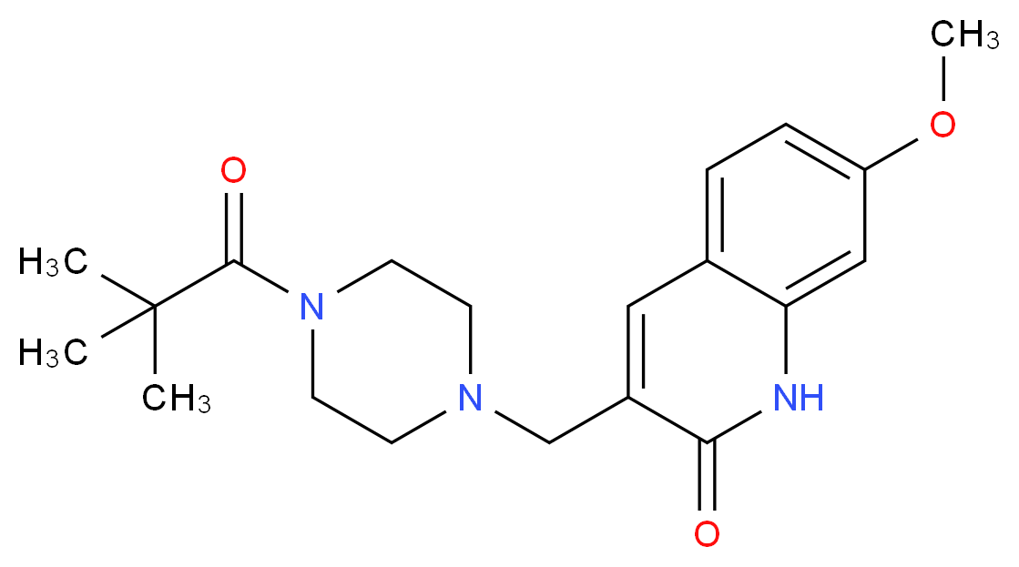 3-{[4-(2,2-dimethylpropanoyl)piperazin-1-yl]methyl}-7-methoxyquinolin-2(1H)-one_Molecular_structure_CAS_)