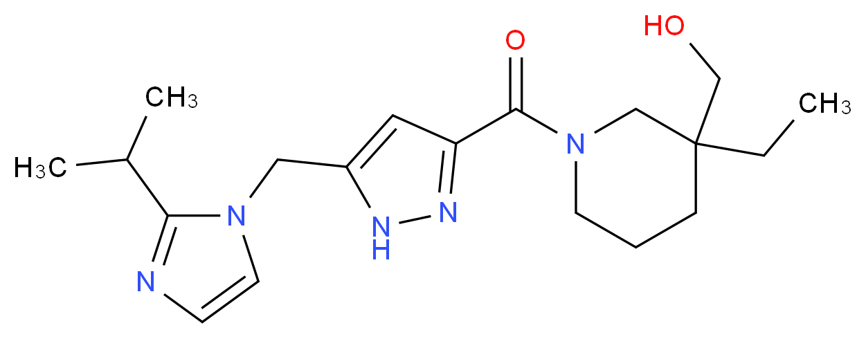 [3-ethyl-1-({5-[(2-isopropyl-1H-imidazol-1-yl)methyl]-1H-pyrazol-3-yl}carbonyl)piperidin-3-yl]methanol_Molecular_structure_CAS_)