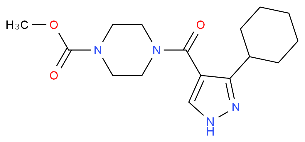 methyl 4-[(3-cyclohexyl-1H-pyrazol-4-yl)carbonyl]-1-piperazinecarboxylate_Molecular_structure_CAS_)