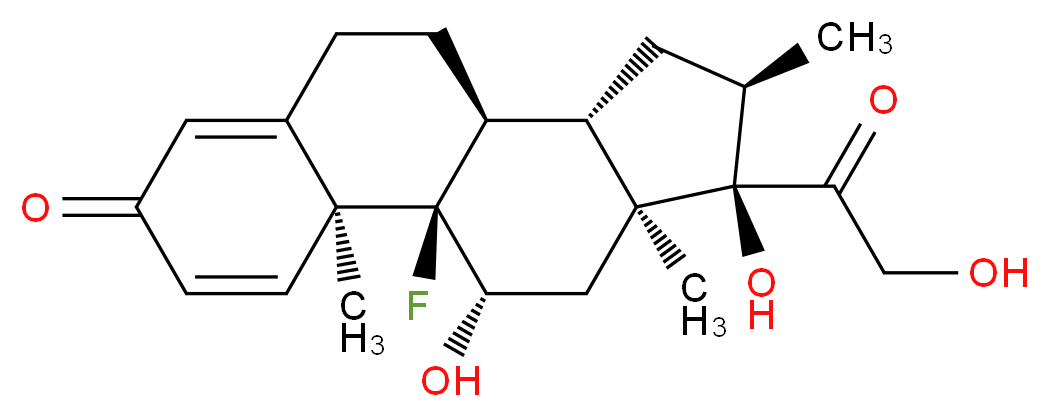 (1R,2S,10S,11S,13R,14R,15S,17S)-1-fluoro-14,17-dihydroxy-14-(2-hydroxyacetyl)-2,13,15-trimethyltetracyclo[8.7.0.0^{2,7}.0^{11,15}]heptadeca-3,6-dien-5-one_Molecular_structure_CAS_)