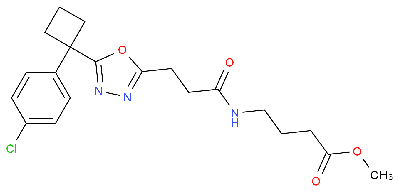 methyl 4-[(3-{5-[1-(4-chlorophenyl)cyclobutyl]-1,3,4-oxadiazol-2-yl}propanoyl)amino]butanoate_Molecular_structure_CAS_)