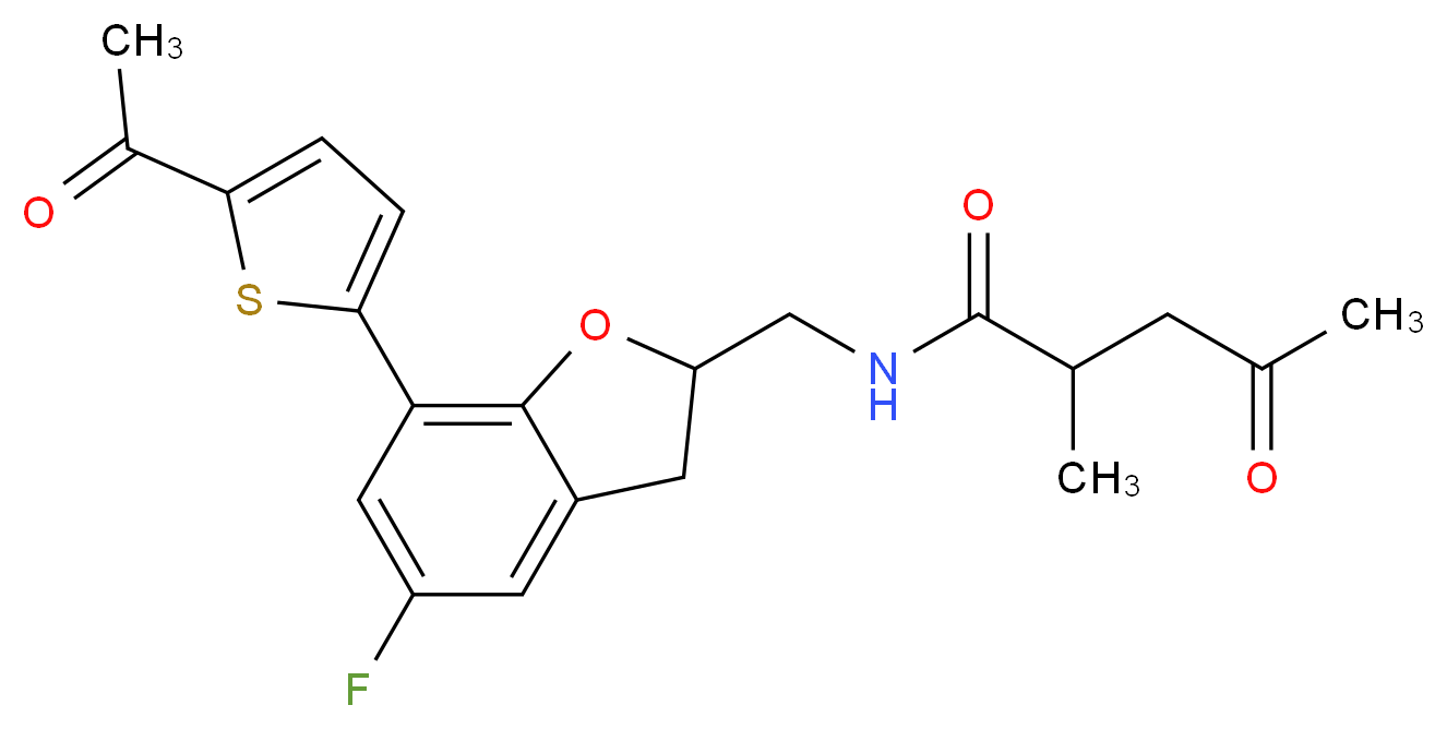 N-{[7-(5-acetyl-2-thienyl)-5-fluoro-2,3-dihydro-1-benzofuran-2-yl]methyl}-2-methyl-4-oxopentanamide_Molecular_structure_CAS_)