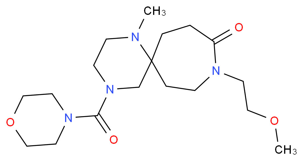 9-(2-methoxyethyl)-1-methyl-4-(morpholin-4-ylcarbonyl)-1,4,9-triazaspiro[5.6]dodecan-10-one_Molecular_structure_CAS_)
