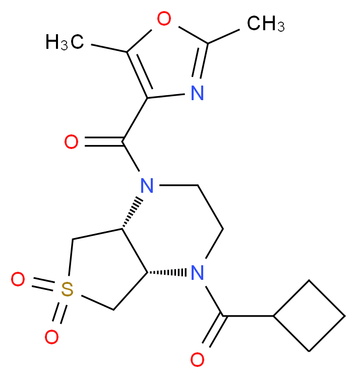 (4aR*,7aS*)-1-(cyclobutylcarbonyl)-4-[(2,5-dimethyl-1,3-oxazol-4-yl)carbonyl]octahydrothieno[3,4-b]pyrazine 6,6-dioxide_Molecular_structure_CAS_)