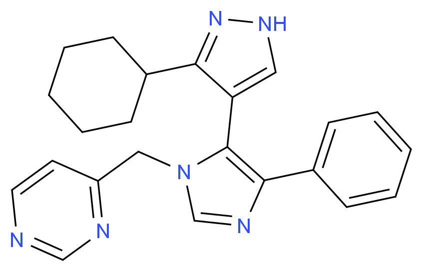 4-{[5-(3-cyclohexyl-1H-pyrazol-4-yl)-4-phenyl-1H-imidazol-1-yl]methyl}pyrimidine_Molecular_structure_CAS_)