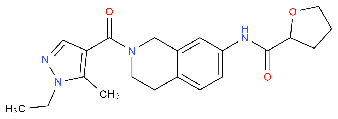 N-{2-[(1-ethyl-5-methyl-1H-pyrazol-4-yl)carbonyl]-1,2,3,4-tetrahydroisoquinolin-7-yl}tetrahydrofuran-2-carboxamide_Molecular_structure_CAS_)