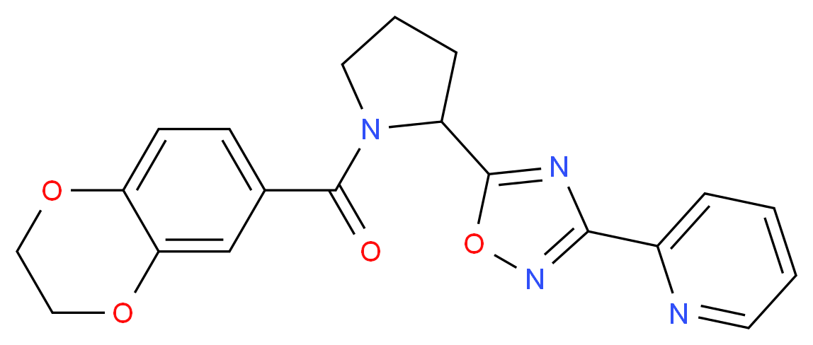 2-{5-[1-(2,3-dihydro-1,4-benzodioxin-6-ylcarbonyl)-2-pyrrolidinyl]-1,2,4-oxadiazol-3-yl}pyridine_Molecular_structure_CAS_)