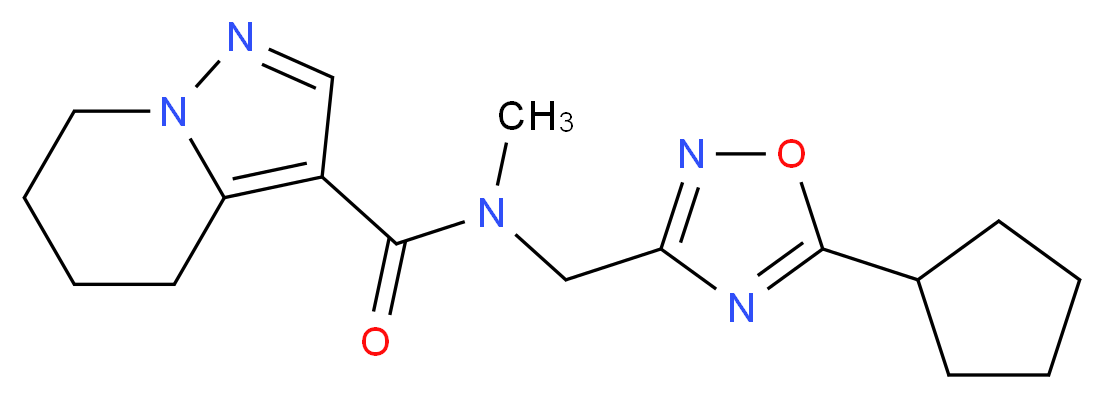 N-[(5-cyclopentyl-1,2,4-oxadiazol-3-yl)methyl]-N-methyl-4,5,6,7-tetrahydropyrazolo[1,5-a]pyridine-3-carboxamide_Molecular_structure_CAS_)