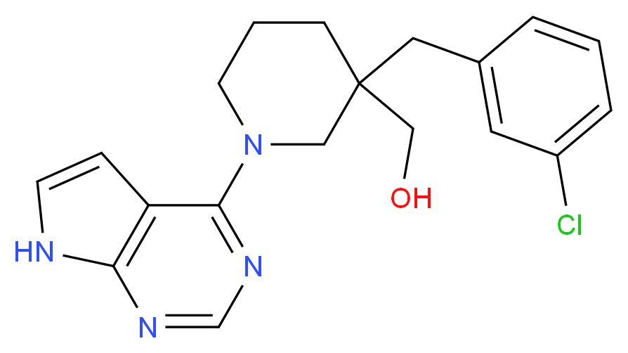 [3-(3-chlorobenzyl)-1-(7H-pyrrolo[2,3-d]pyrimidin-4-yl)piperidin-3-yl]methanol_Molecular_structure_CAS_)