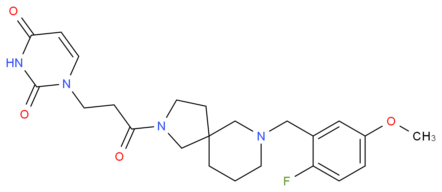 1-{3-[7-(2-fluoro-5-methoxybenzyl)-2,7-diazaspiro[4.5]dec-2-yl]-3-oxopropyl}-2,4(1H,3H)-pyrimidinedione_Molecular_structure_CAS_)