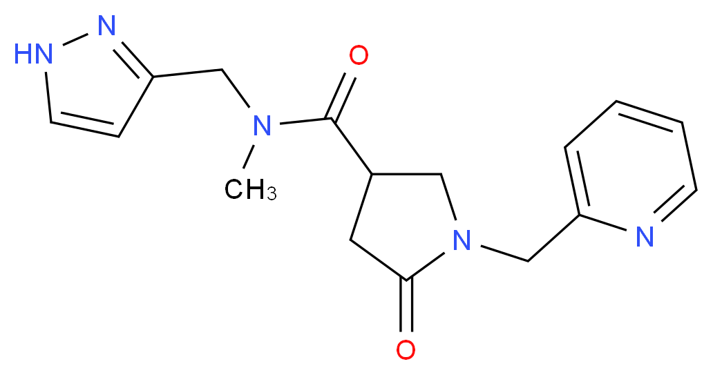 N-methyl-5-oxo-N-(1H-pyrazol-3-ylmethyl)-1-(2-pyridinylmethyl)-3-pyrrolidinecarboxamide_Molecular_structure_CAS_)