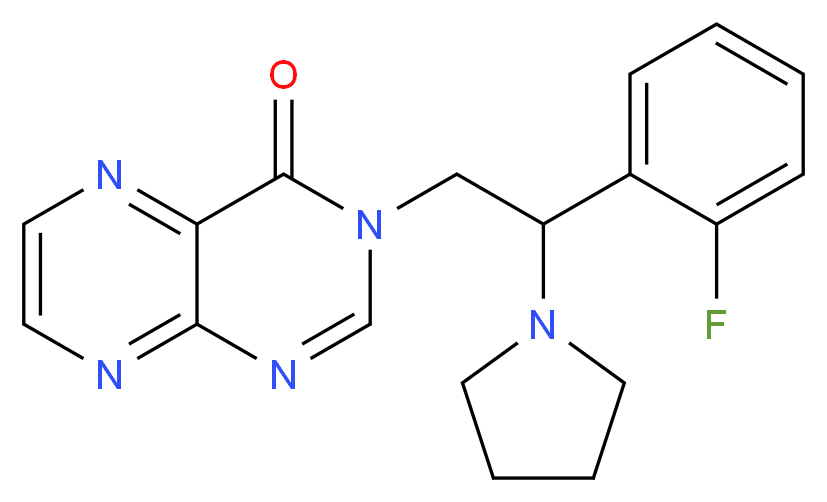 3-[2-(2-fluorophenyl)-2-pyrrolidin-1-ylethyl]pteridin-4(3H)-one_Molecular_structure_CAS_)
