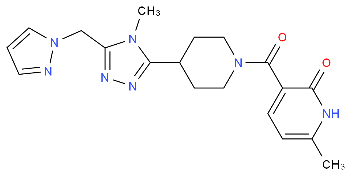 6-methyl-3-({4-[4-methyl-5-(1H-pyrazol-1-ylmethyl)-4H-1,2,4-triazol-3-yl]piperidin-1-yl}carbonyl)pyridin-2(1H)-one_Molecular_structure_CAS_)