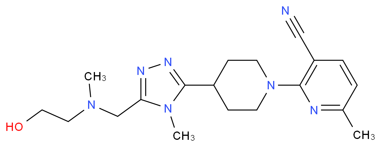 2-[4-(5-{[(2-hydroxyethyl)(methyl)amino]methyl}-4-methyl-4H-1,2,4-triazol-3-yl)piperidin-1-yl]-6-methylnicotinonitrile_Molecular_structure_CAS_)