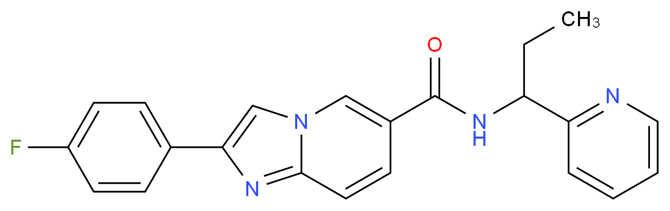 2-(4-fluorophenyl)-N-(1-pyridin-2-ylpropyl)imidazo[1,2-a]pyridine-6-carboxamide_Molecular_structure_CAS_)