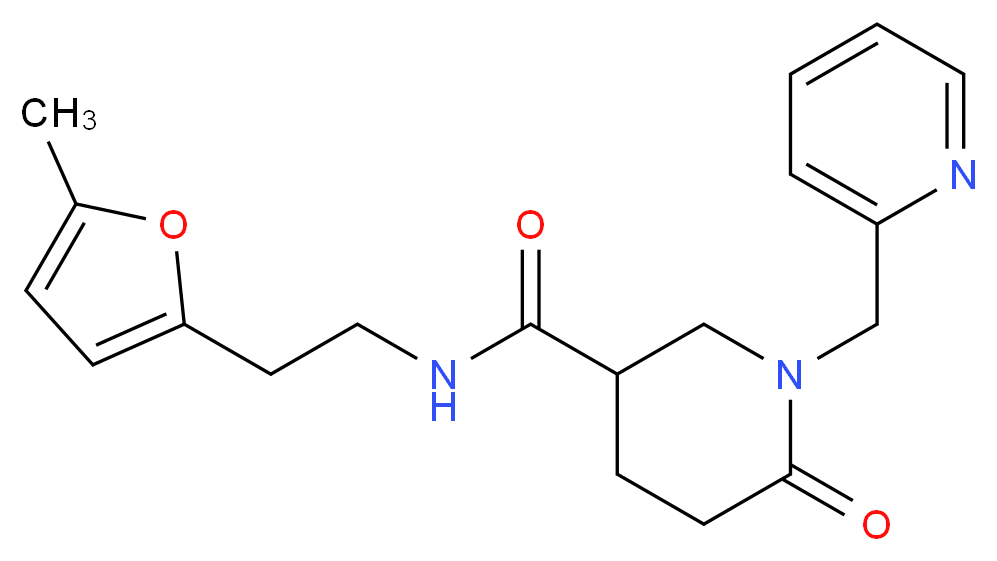 N-[2-(5-methyl-2-furyl)ethyl]-6-oxo-1-(2-pyridinylmethyl)-3-piperidinecarboxamide_Molecular_structure_CAS_)