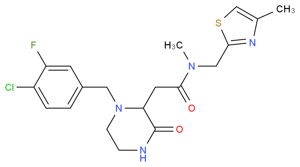 2-[1-(4-chloro-3-fluorobenzyl)-3-oxo-2-piperazinyl]-N-methyl-N-[(4-methyl-1,3-thiazol-2-yl)methyl]acetamide_Molecular_structure_CAS_)