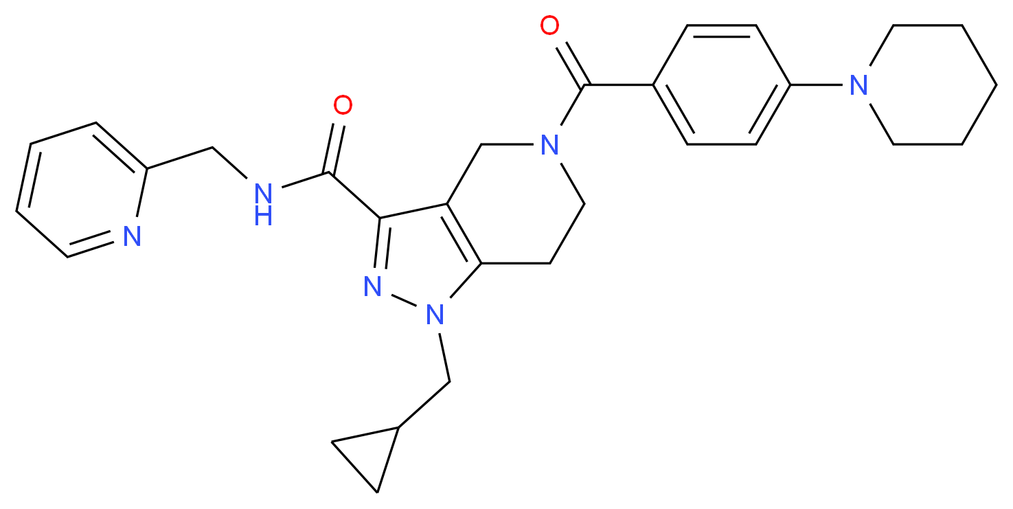 1-(cyclopropylmethyl)-5-[4-(1-piperidinyl)benzoyl]-N-(2-pyridinylmethyl)-4,5,6,7-tetrahydro-1H-pyrazolo[4,3-c]pyridine-3-carboxamide_Molecular_structure_CAS_)