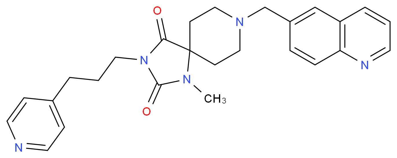 1-methyl-3-[3-(4-pyridinyl)propyl]-8-(6-quinolinylmethyl)-1,3,8-triazaspiro[4.5]decane-2,4-dione_Molecular_structure_CAS_)