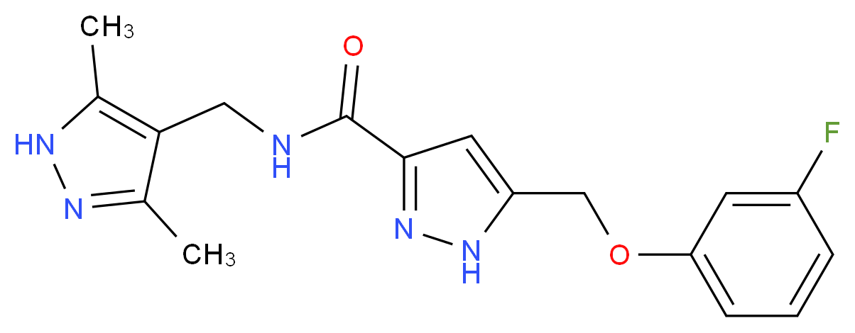 N-[(3,5-dimethyl-1H-pyrazol-4-yl)methyl]-5-[(3-fluorophenoxy)methyl]-1H-pyrazole-3-carboxamide_Molecular_structure_CAS_)