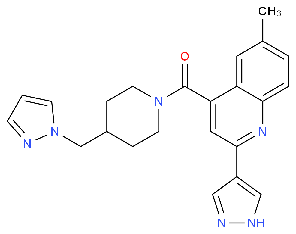 6-methyl-2-(1H-pyrazol-4-yl)-4-{[4-(1H-pyrazol-1-ylmethyl)piperidin-1-yl]carbonyl}quinoline_Molecular_structure_CAS_)