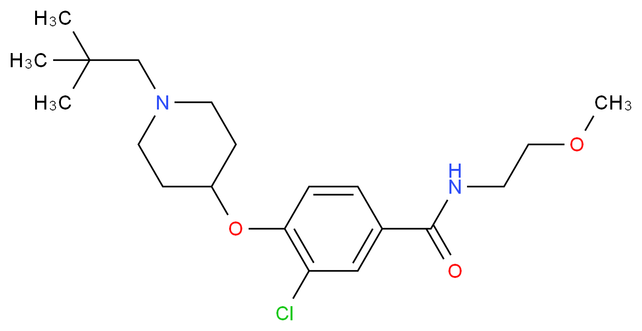 3-chloro-4-{[1-(2,2-dimethylpropyl)piperidin-4-yl]oxy}-N-(2-methoxyethyl)benzamide_Molecular_structure_CAS_)