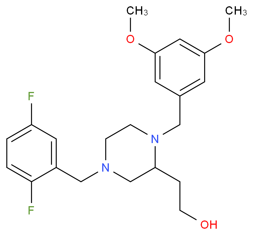 2-[4-(2,5-difluorobenzyl)-1-(3,5-dimethoxybenzyl)-2-piperazinyl]ethanol_Molecular_structure_CAS_)