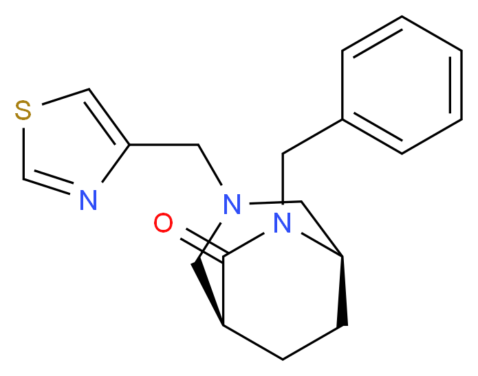 (1S*,5R*)-6-benzyl-3-(1,3-thiazol-4-ylmethyl)-3,6-diazabicyclo[3.2.2]nonan-7-one_Molecular_structure_CAS_)