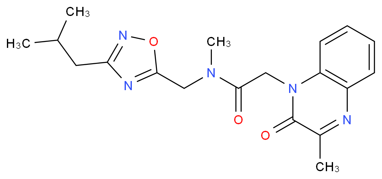 N-[(3-isobutyl-1,2,4-oxadiazol-5-yl)methyl]-N-methyl-2-(3-methyl-2-oxoquinoxalin-1(2H)-yl)acetamide_Molecular_structure_CAS_)
