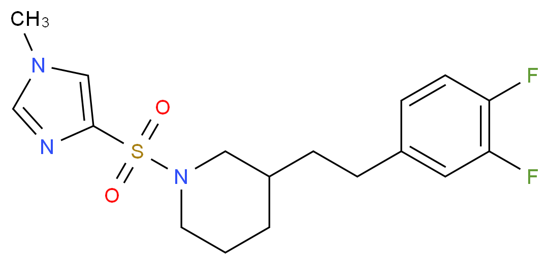 3-[2-(3,4-difluorophenyl)ethyl]-1-[(1-methyl-1H-imidazol-4-yl)sulfonyl]piperidine_Molecular_structure_CAS_)