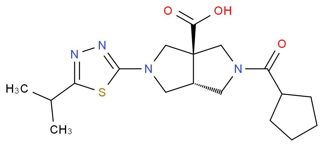 (3aR*,6aR*)-2-(cyclopentylcarbonyl)-5-(5-isopropyl-1,3,4-thiadiazol-2-yl)hexahydropyrrolo[3,4-c]pyrrole-3a(1H)-carboxylic acid_Molecular_structure_CAS_)