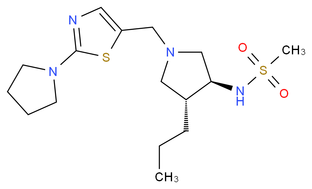 N-((3S*,4R*)-4-propyl-1-{[2-(1-pyrrolidinyl)-1,3-thiazol-5-yl]methyl}-3-pyrrolidinyl)methanesulfonamide_Molecular_structure_CAS_)