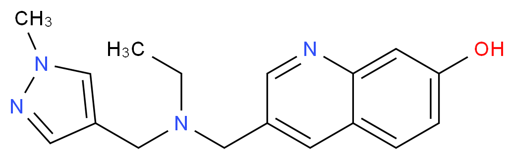 3-({ethyl[(1-methyl-1H-pyrazol-4-yl)methyl]amino}methyl)quinolin-7-ol_Molecular_structure_CAS_)