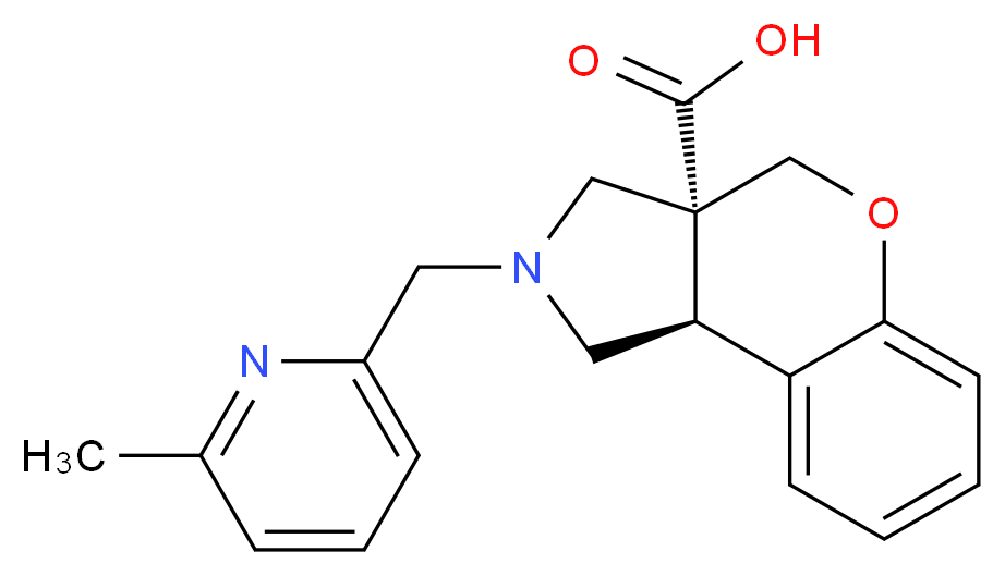 (3aR*,9bR*)-2-[(6-methylpyridin-2-yl)methyl]-1,2,3,9b-tetrahydrochromeno[3,4-c]pyrrole-3a(4H)-carboxylic acid_Molecular_structure_CAS_)
