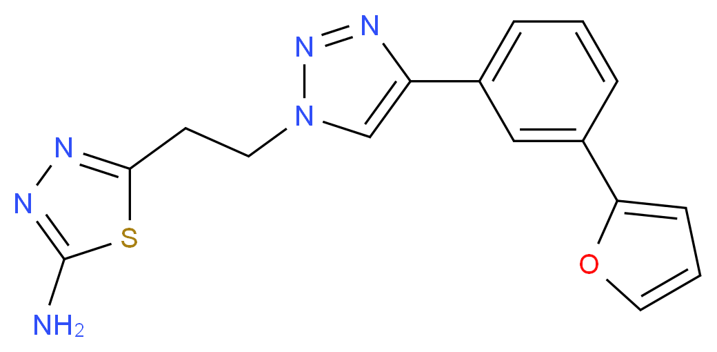 5-(2-{4-[3-(2-furyl)phenyl]-1H-1,2,3-triazol-1-yl}ethyl)-1,3,4-thiadiazol-2-amine_Molecular_structure_CAS_)