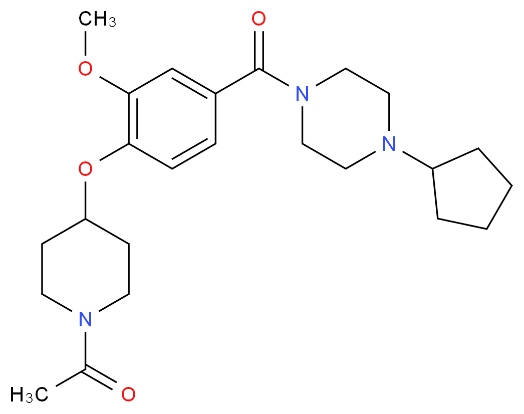 1-{4-[(1-acetyl-4-piperidinyl)oxy]-3-methoxybenzoyl}-4-cyclopentylpiperazine_Molecular_structure_CAS_)