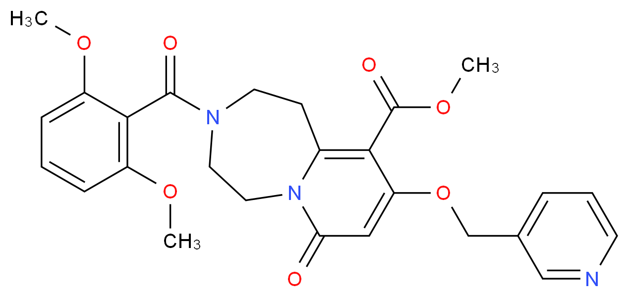 methyl 3-(2,6-dimethoxybenzoyl)-7-oxo-9-(3-pyridinylmethoxy)-1,2,3,4,5,7-hexahydropyrido[1,2-d][1,4]diazepine-10-carboxylate_Molecular_structure_CAS_)