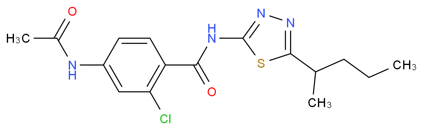 4-(acetylamino)-2-chloro-N-[5-(1-methylbutyl)-1,3,4-thiadiazol-2-yl]benzamide_Molecular_structure_CAS_)