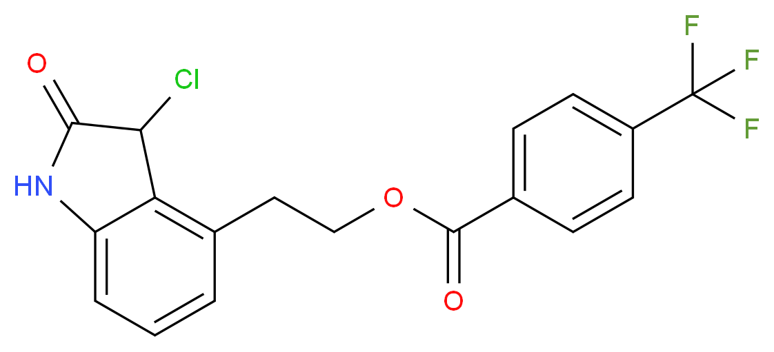 2-(3-chloro-2-oxo-2,3-dihydro-1H-indol-4-yl)ethyl 4-(trifluoromethyl)benzoate_Molecular_structure_CAS_)