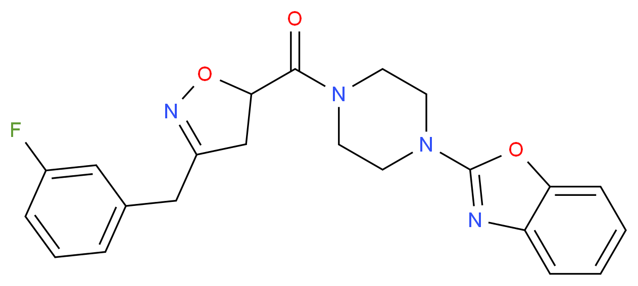 2-(4-{[3-(3-fluorobenzyl)-4,5-dihydro-5-isoxazolyl]carbonyl}-1-piperazinyl)-1,3-benzoxazole_Molecular_structure_CAS_)