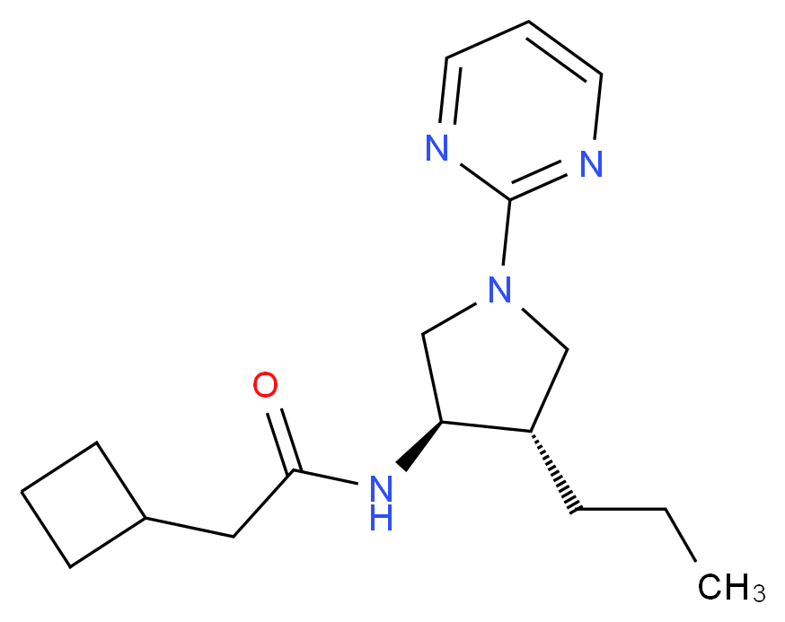 2-cyclobutyl-N-[(3R*,4S*)-4-propyl-1-(2-pyrimidinyl)-3-pyrrolidinyl]acetamide_Molecular_structure_CAS_)