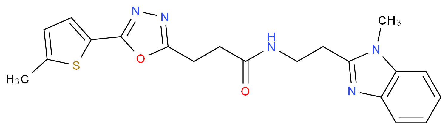 N-[2-(1-methyl-1H-benzimidazol-2-yl)ethyl]-3-[5-(5-methyl-2-thienyl)-1,3,4-oxadiazol-2-yl]propanamide_Molecular_structure_CAS_)